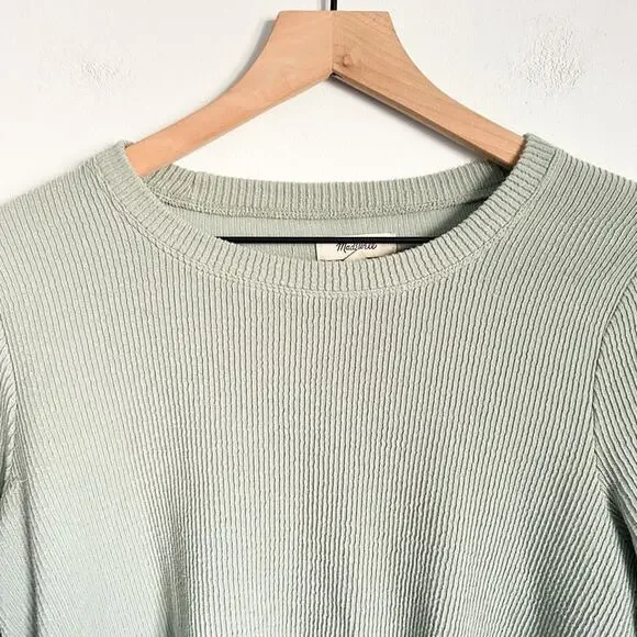 Madewell Elwood Knot Long Sleeve Crew Neck Top Green Size M - Picture 3 of 10